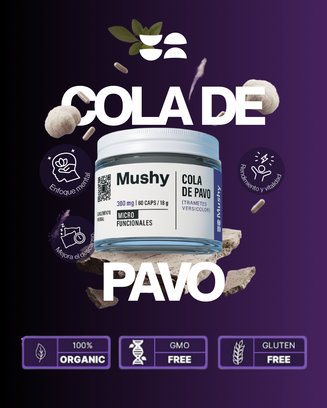 COLA DE PAVO 100% PURA (Trametes versicolor)